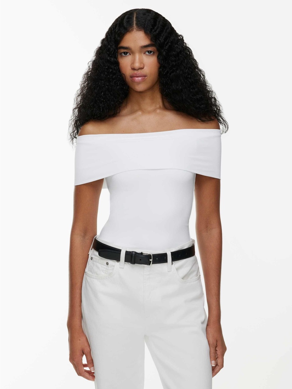 Aritzia white Contour Sleeveless Off-Shoulder Hip Top Small